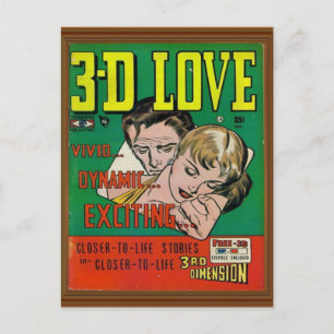 Lebendige 3D-Liebes-Comicbuch-Coverkunst Postkarte