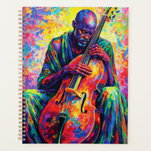 Lebendige Abstrakte Cellist Musiker Regenbogen Far Planer