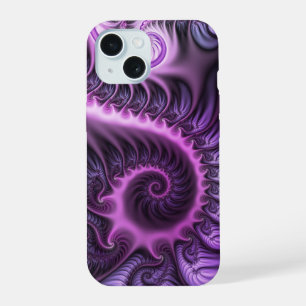 Lebendige abstrakte coole pink lila Fraktal-Kunst- iPhone 15 Hülle