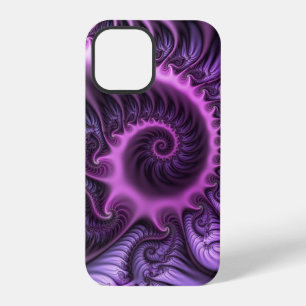 Lebendige abstrakte coole pink lila Fraktal-Kunst- iPhone 12 Pro Hülle