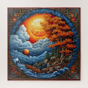 Lebendige abstrakte Fantasie-Landschaft Puzzle
