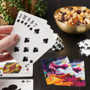 Lebendige abstrakte Fantasielandschaft Spielkarten