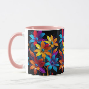 Lebendige abstrakte farbenfrohe Blumenkunst-32908 Tasse