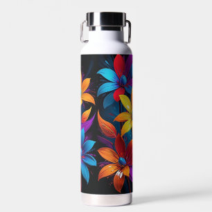 Lebendige abstrakte farbenfrohe Blumenkunst-32908 Trinkflasche