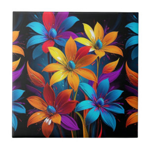 Lebendige Abstrakte Farbige Blumenkunst-32908 Fliese