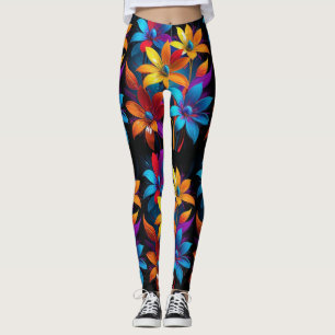 Lebendige Abstrakte Farbige Blumenkunst-32908 Leggings