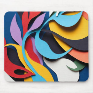 Lebendige abstrakte florale Papier-Schnitt-Fusion Mousepad