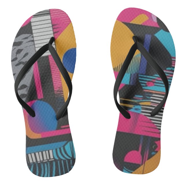 Lebendige abstrakte Geometrie Glitch Pop Chaos Des Flip Flops (Fußbett)