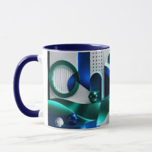 Lebendige Abstrakte Geometrische Formen Blau Und T Tasse