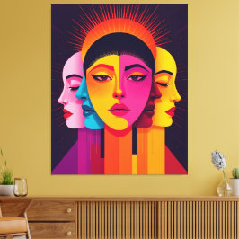 Lebendige abstrakte geometrische Köpfe Leinwanddruck