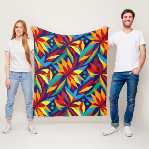 Lebendige Abstrakte Geometrische Tropische Mehrfar Fleecedecke
