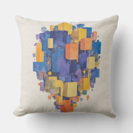 Lebendige abstrakte geometrische Würfel Aquarell Kissen