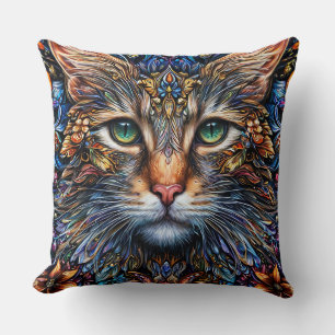 Lebendige abstrakte Katzenillustration Kissen