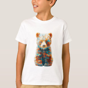 Lebendige Abstrakte Künstlerische Bärenjunge Kinde T-Shirt