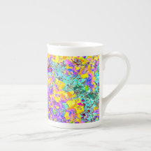 Lebendige abstrakte Kunsttasse – Türkis Gelb Magen