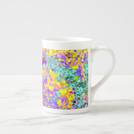 Lebendige abstrakte Kunsttasse – Türkis Gelb Magen Prozellantasse