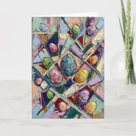 Lebendige abstrakte Ostereier-Impasto-Ölgemälde Feiertagskarte