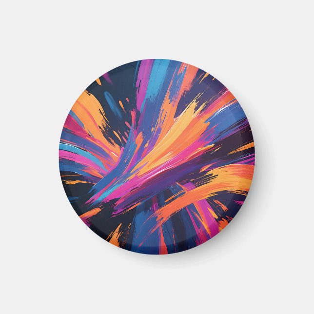 Lebendige abstrakte Pinselstriche Farbkaskade Magnet (Vorne)