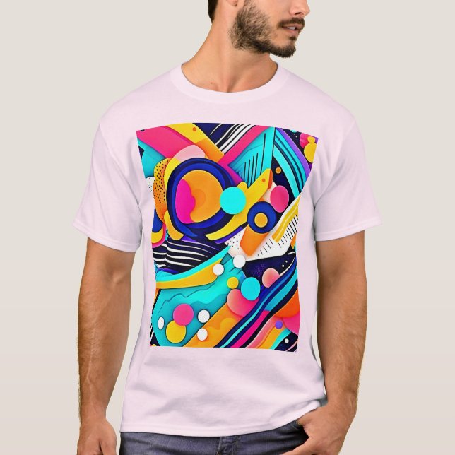 Lebendige abstrakte Pop-Art T-Shirt (Vorderseite)