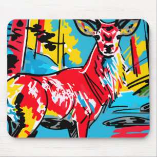 Lebendige abstrakte Waldhirsche zeitgenössische Ku Mousepad