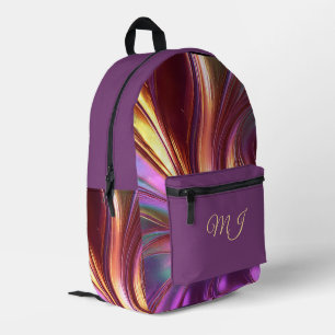 Lebendige abstrakte Wirbel Purpur Gold Moderne Kun Bedruckter Rucksack