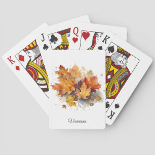 Lebendige Ahorn-Wasserfarbe Herbst, individuell Spielkarten