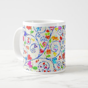 Lebendige All-Over-Mosaik-Abstrakte Herzen und Wir Jumbo-Tasse