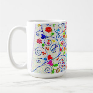 Lebendige All-Over-Mosaik-Abstrakte Herzen und Wir Kaffeetasse
