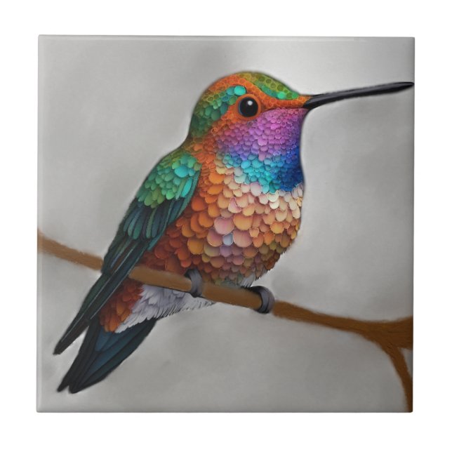 Lebendige Allen-Kolibri-Malerei Fliese (Vorderseite)