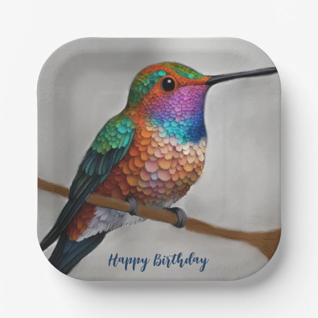 Lebendige Allen-Kolibri-Malerei Pappteller (Vorderseite)