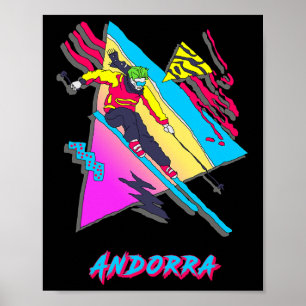 Lebendige Andorra-Ski-Abenteuergrafik Poster