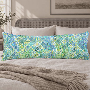 Lebendige Aqua-Mint-Mediterrane Talavera-Fliese Seitenschläferkissen