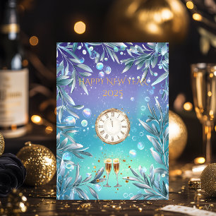 Lebendige Aqua- und Lavendel-Silvesterparty Einladung