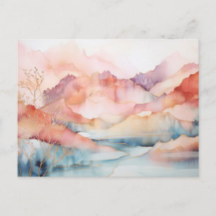 Lebendige Aquarell-Berg-Wildblumen-Postkarte Postkarte