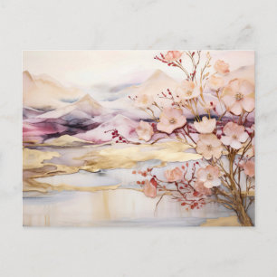 Lebendige Aquarell-Berg-Wildblumen-Postkarte  Postkarte