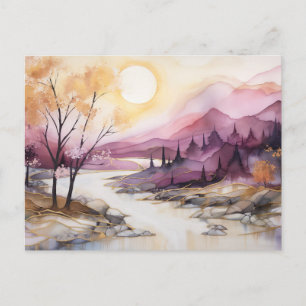 Lebendige Aquarell-Berg-Wildblumen-Postkarte Postkarte