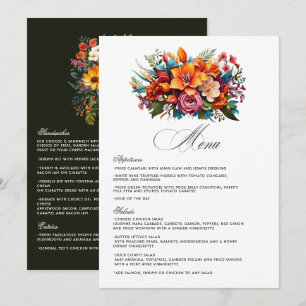 Lebendige Aquarell-Blumen-Fiesta-Hochzeit Menükarte