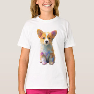 Lebendige Aquarell-Kunst Corgi-Welpe Kinder T-Shirt