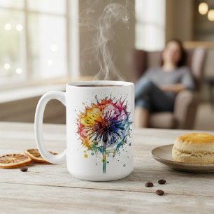Lebendige Aquarell-Löwenzahn-Tasse Kaffeetasse