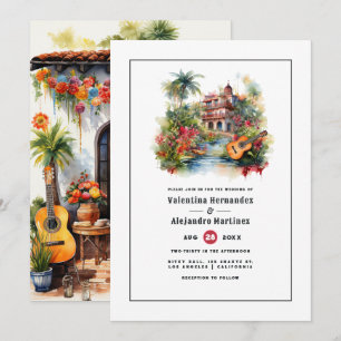 Lebendige Aquarell-Mexikanische-Fiesta-Hochzeitsth Einladung