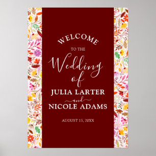Lebendige Aquarell Sommer-Tulpen-Blumen-Hochzeit Poster