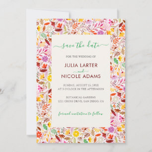 Lebendige Aquarell Sommer-Tulpen-Blumen-Hochzeit Save The Date