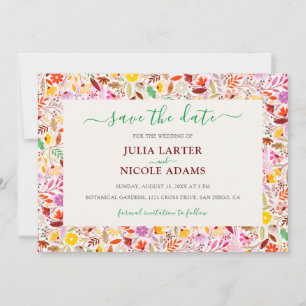 Lebendige Aquarell-Sommer-Tulpen-Blumen-Hochzeit Save The Date