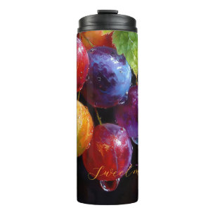 Lebendige Aquarell-Trauben und Tautropfen Thermosbecher