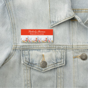 Lebendige Aquarell-Wildblumen-Hochzeitsplaner Namensschild