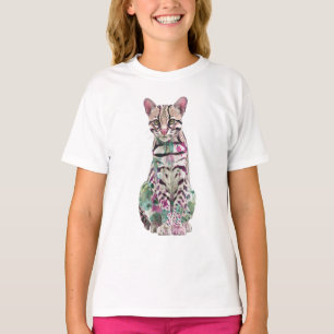 Lebendige Aquarell-Wildkatze mit Flecken für Kinde T-Shirt