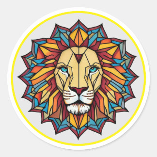 "Lebendige Balance Löwengeometrische Kunst" Runder Aufkleber