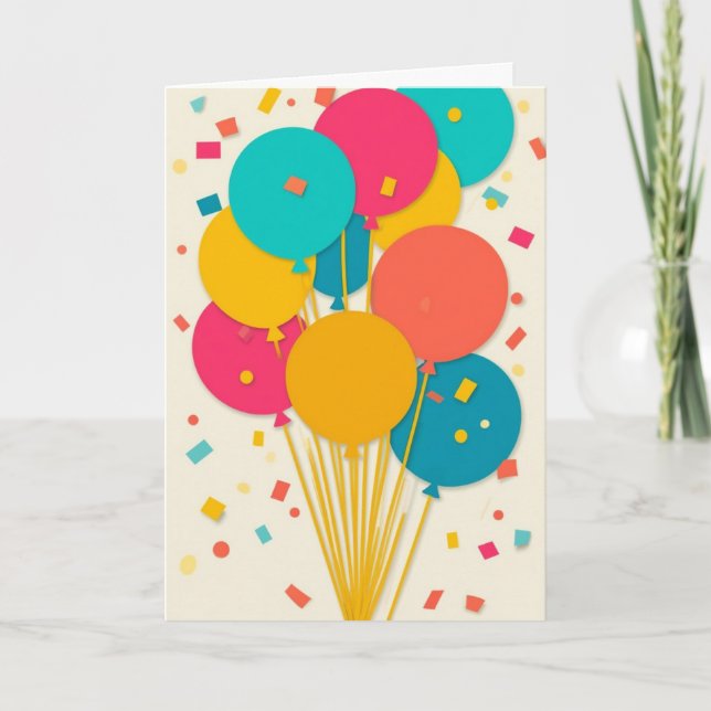 Lebendige Ballonfeier Karte (Vorderseite)