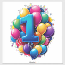 Lebendige Ballongruppe mit großer Nummer Eins