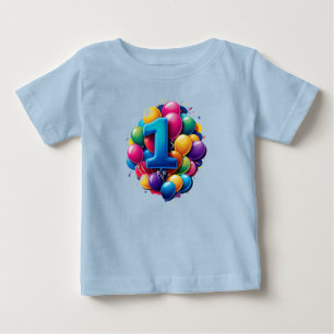 Lebendige Ballongruppe mit großer Nummer Eins Baby T-shirt